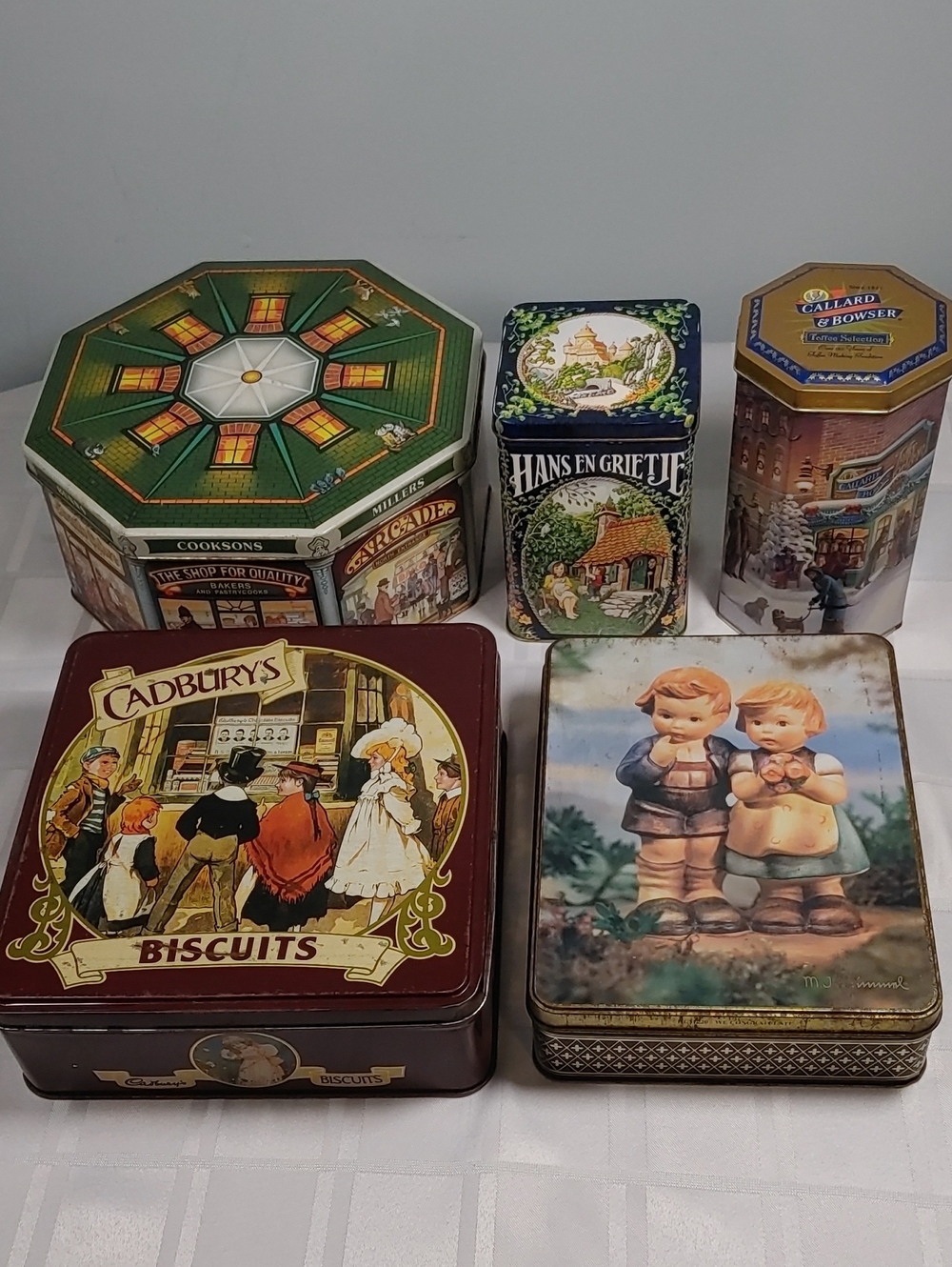 Decorative Collector Tins, Set of 5, Some Vintage, Multicolor